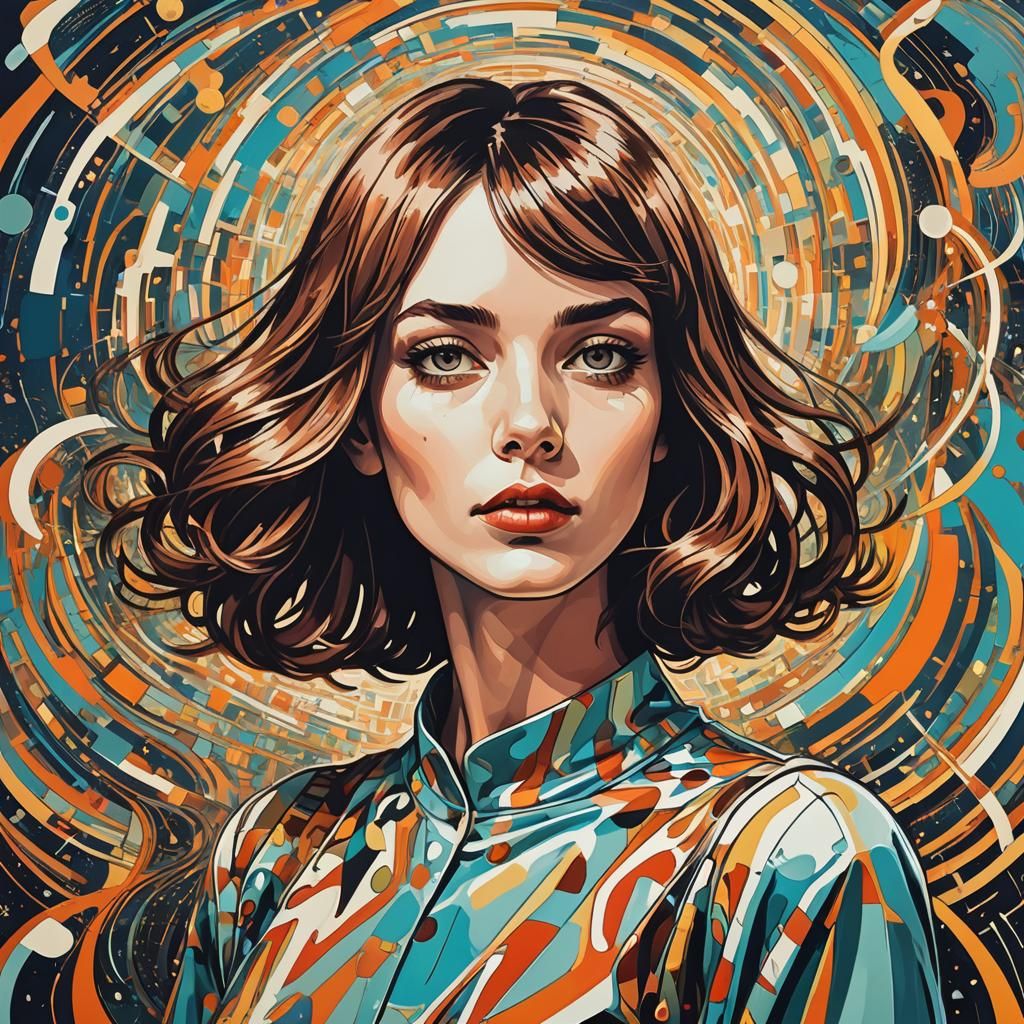 Surreal Pop Art Goddess Embracing Futurism