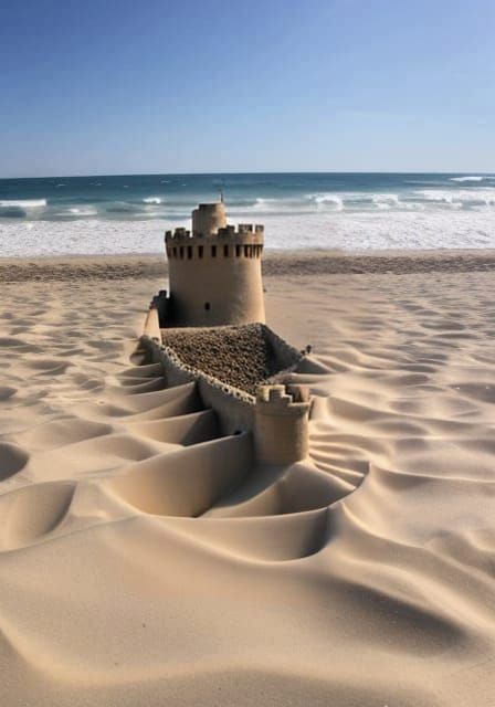 Epic Beachside Fortress: Impressive Sandcastle Architecture