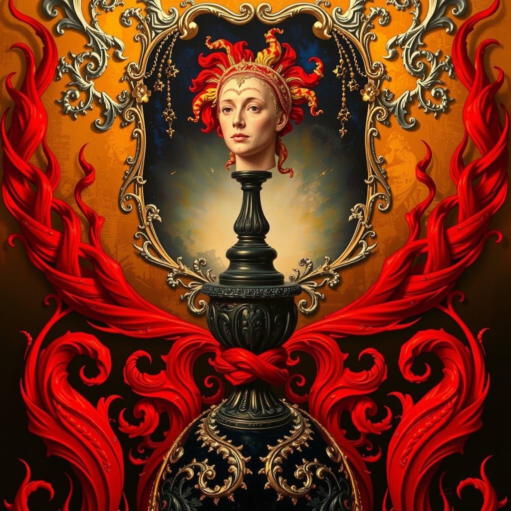 Great Fire of London Sculpture in Klimt-Mucha Style