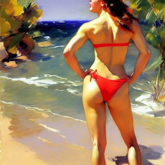 Toned Bikini Model in a State of Physical Perfection