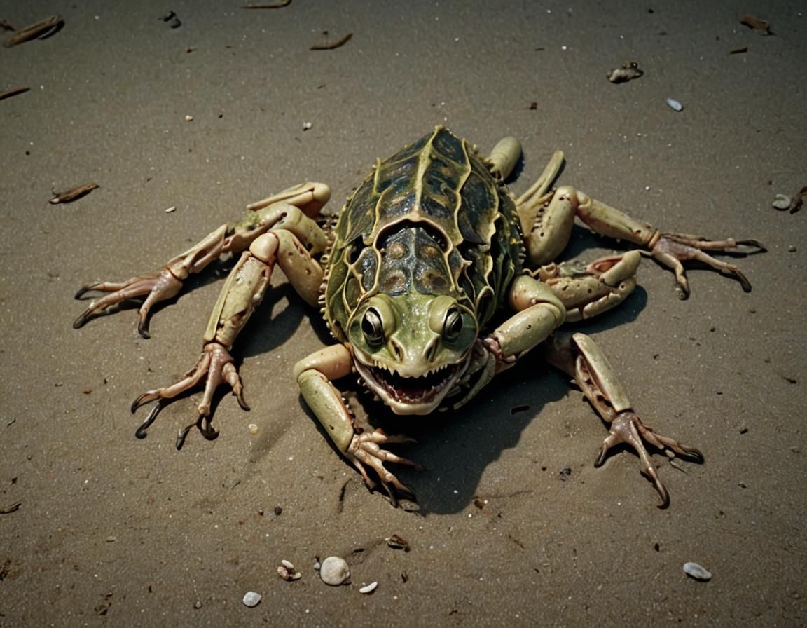 Cinematic Hyperrealistic Frog Carcass in Lovecraftian Horror...