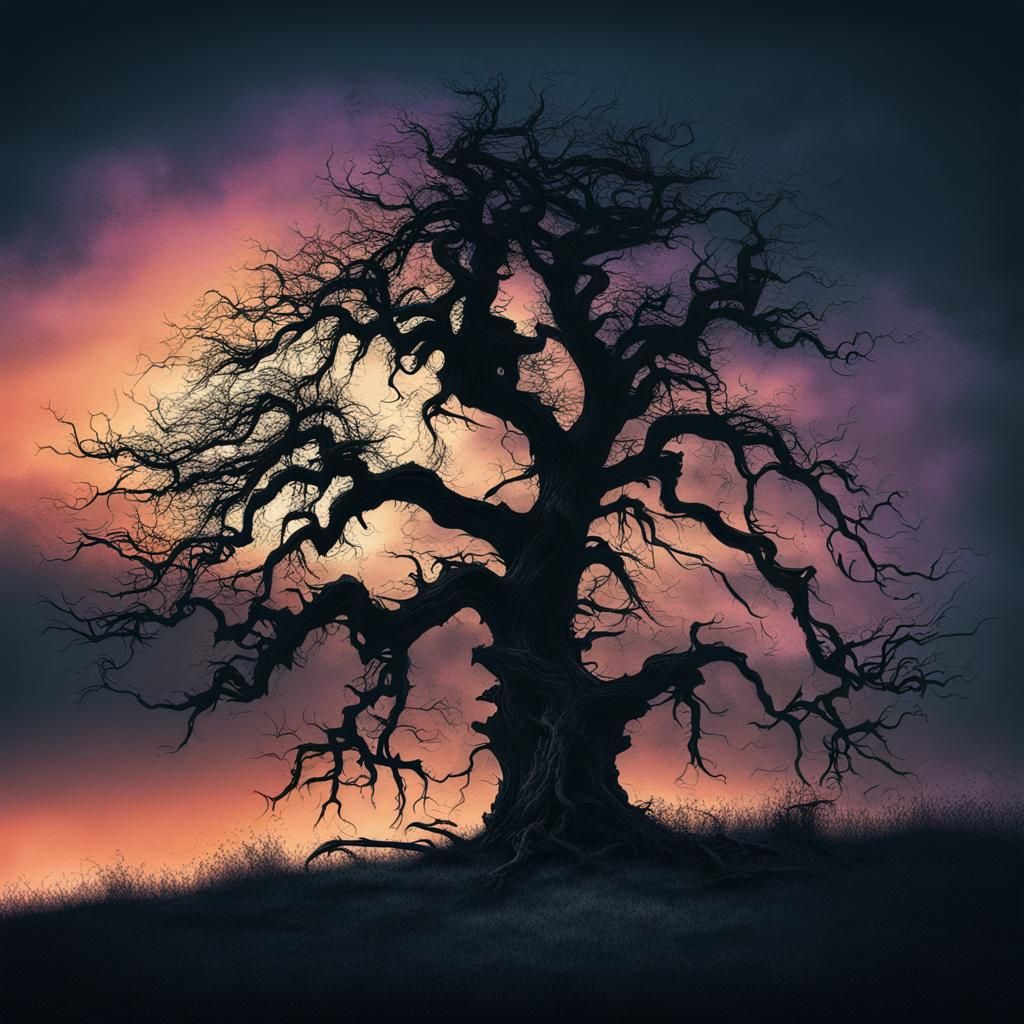 Surreal Forest Silhouette under Twilight