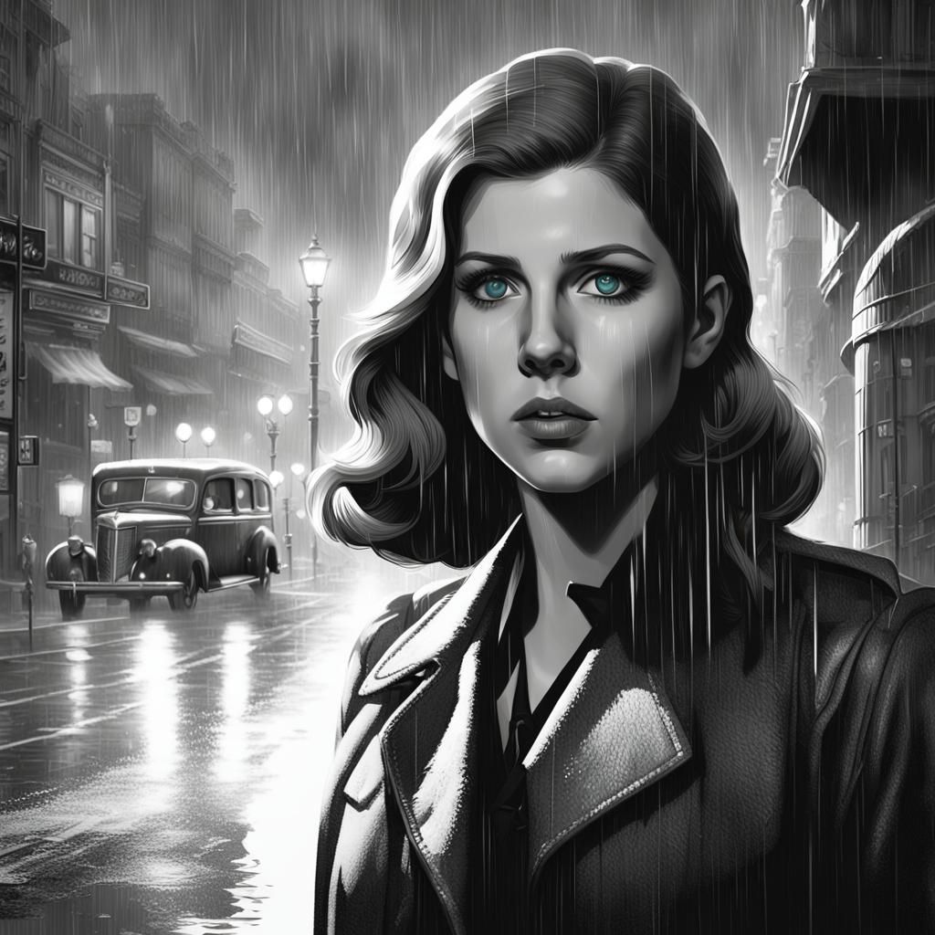 Raymond Chandler-Inspired Private Detective in Rainy 1940s