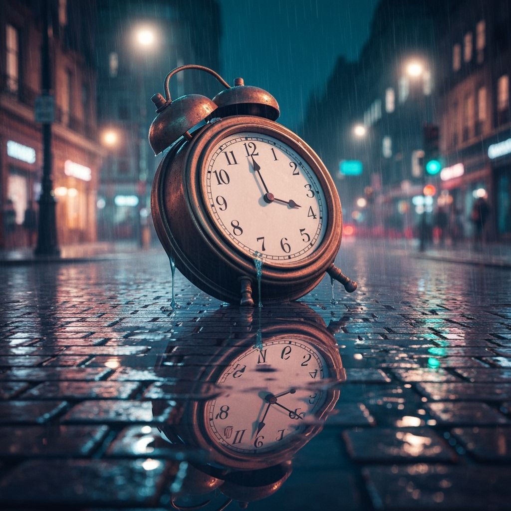 Melting Clock on Street Lamp: A Surreal Dreamscape