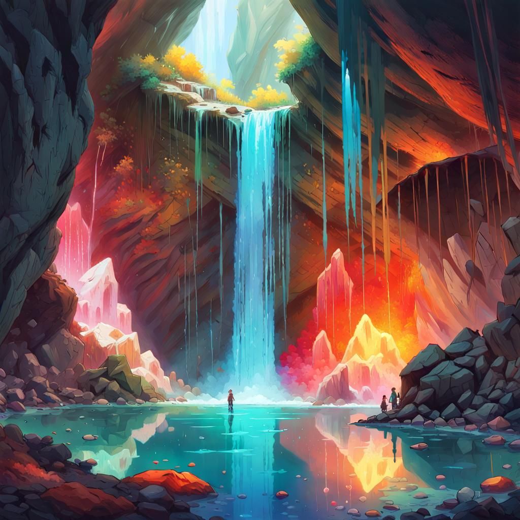 Crystal Cave in Vibrant Digital Art
