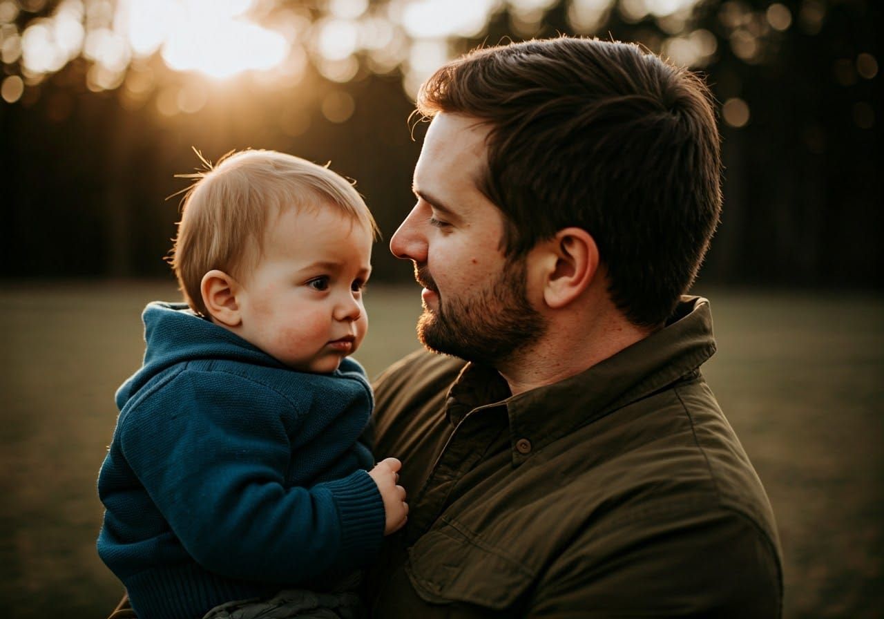 Fatherly Love in Warm Sunlight