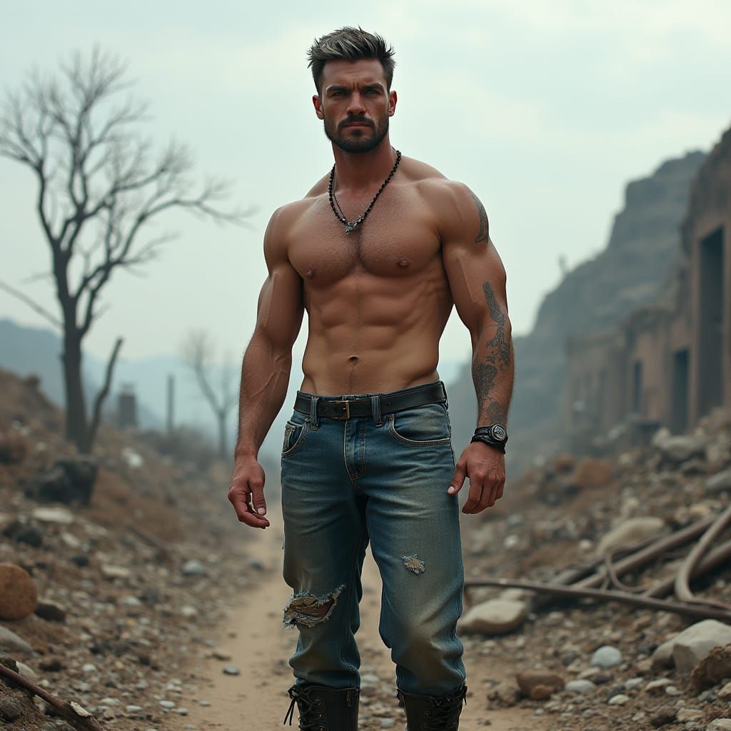 Tough Survivor in a Post-Apocalyptic Wasteland