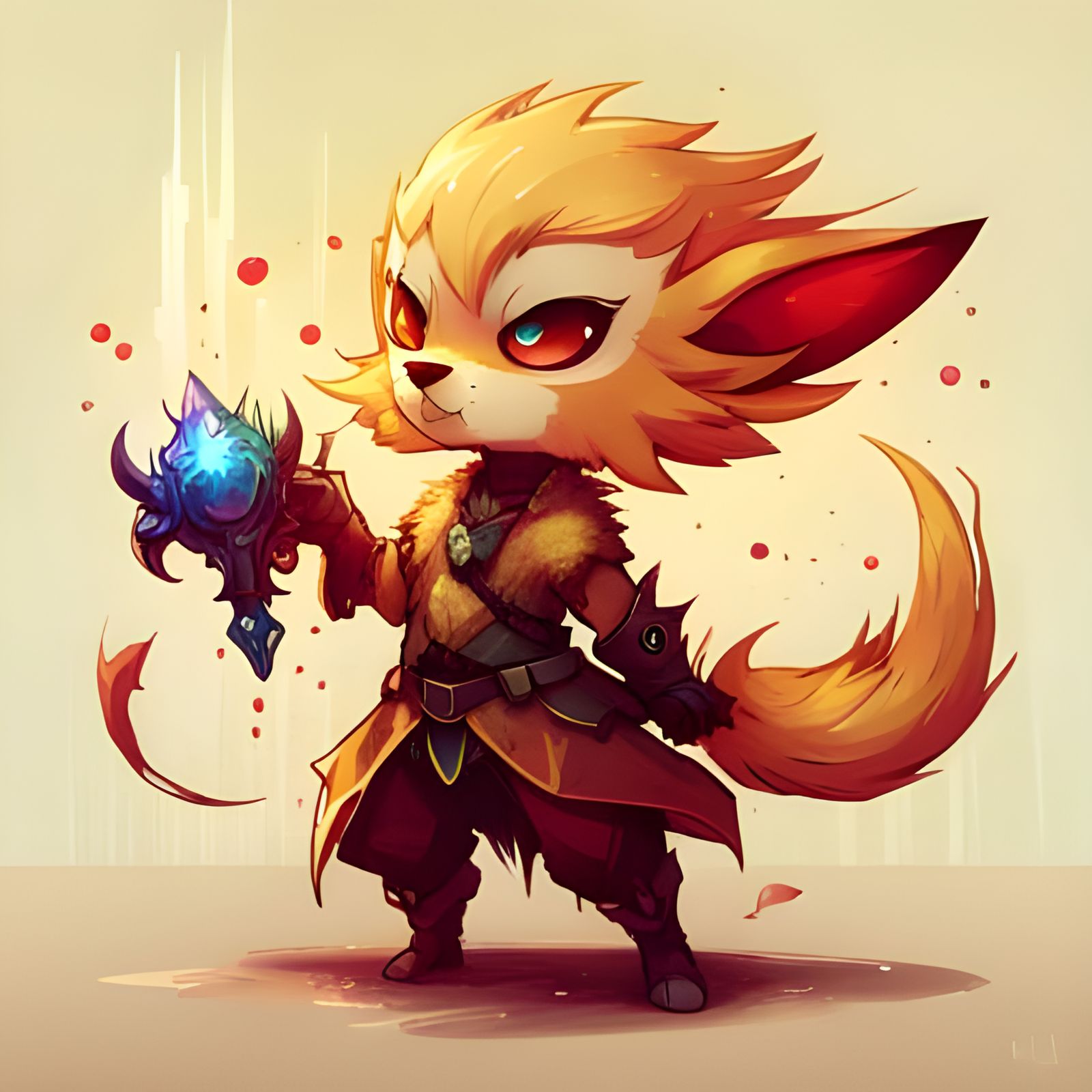 Ultra Detailed Chibi Beast Men in Vibrant Polychromatic Sple...