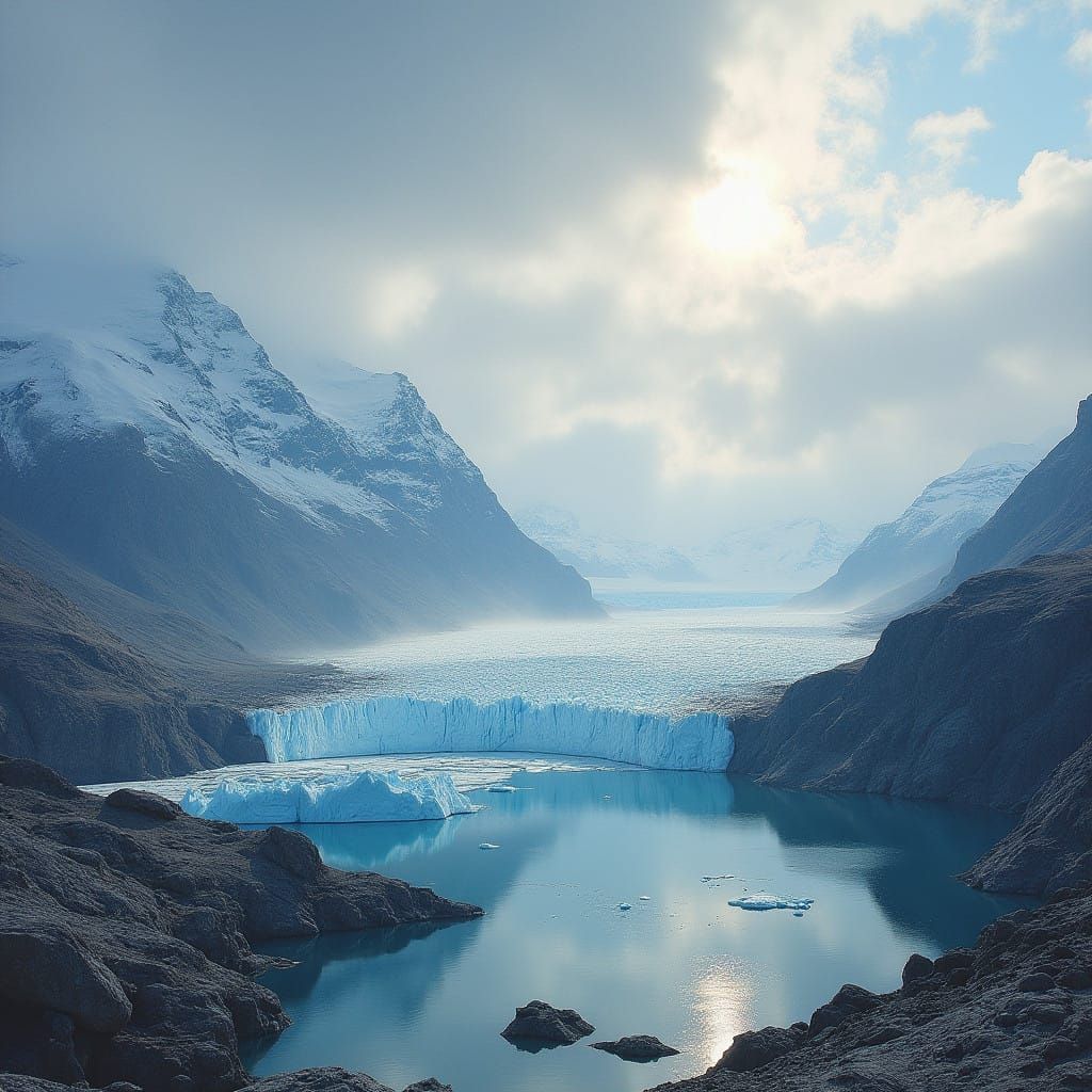 Breathtaking Greenland Landscape with Majestic Glaciers and...