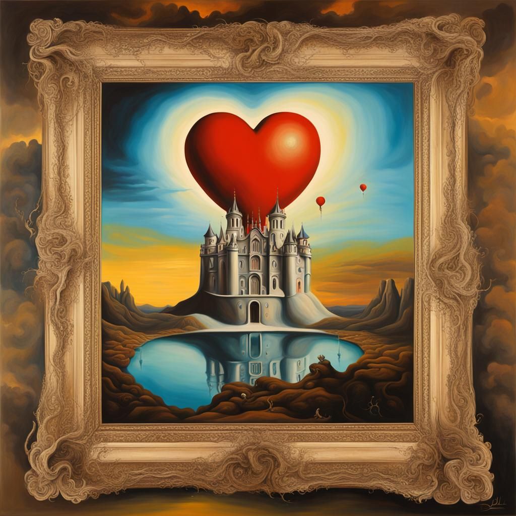 Surreal Heart vs Mind Landscape in Dali Style