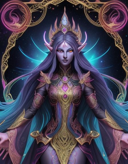 Ethereal Jade Elf Goddess Under Blacklight