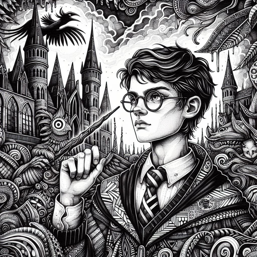 Mysterious Steampunk Wizard in a Gothic Harry Potter Realm