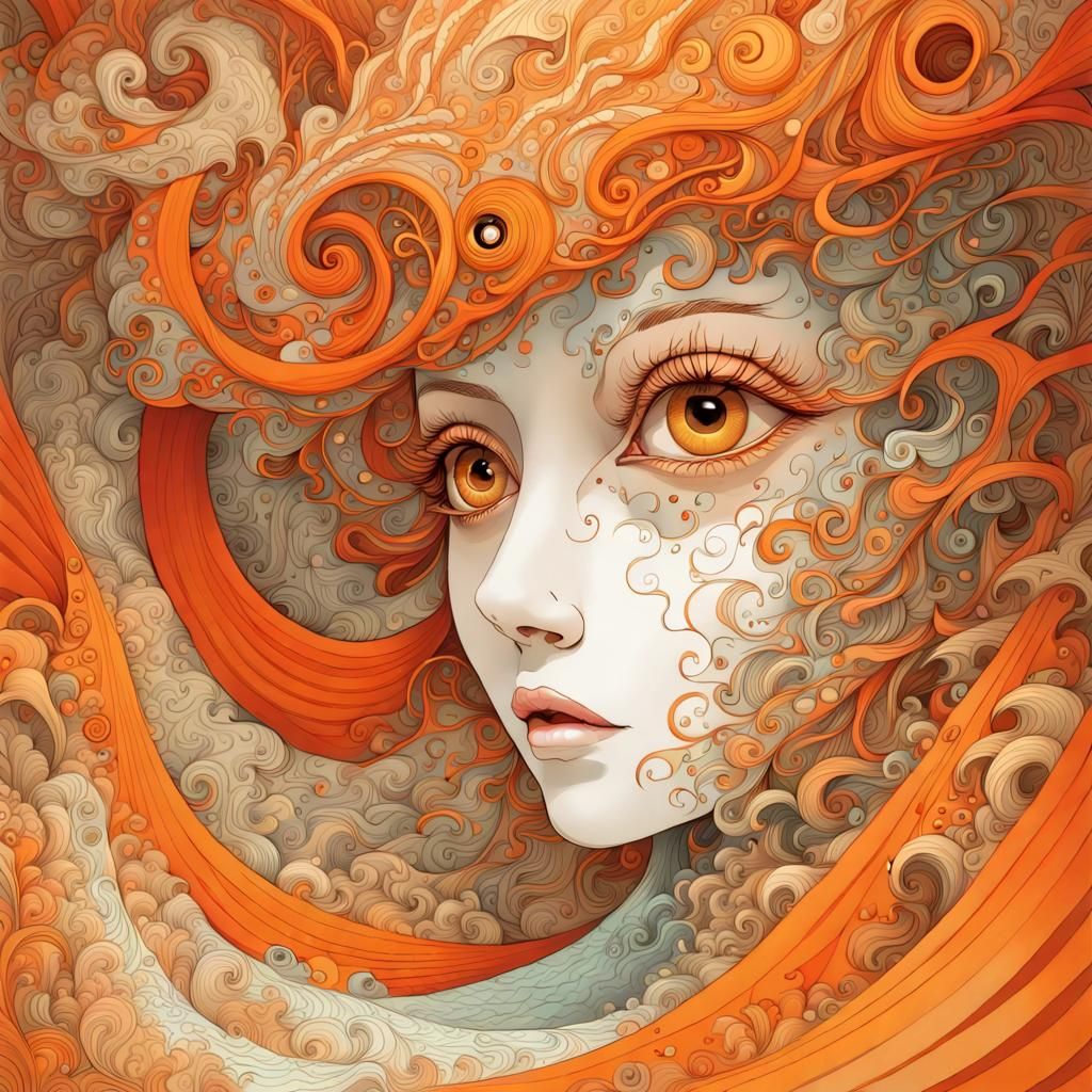 Exploring Whimsical Labyrinthine Realities in Vibrant Orange