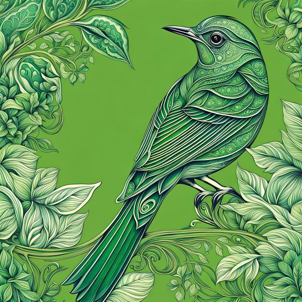 Serenely Radiant Bird Amidst Vibrant Greenery