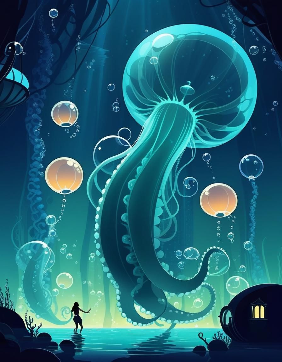 Surreal Sea Monsters in Cel-Shaded Digital Art