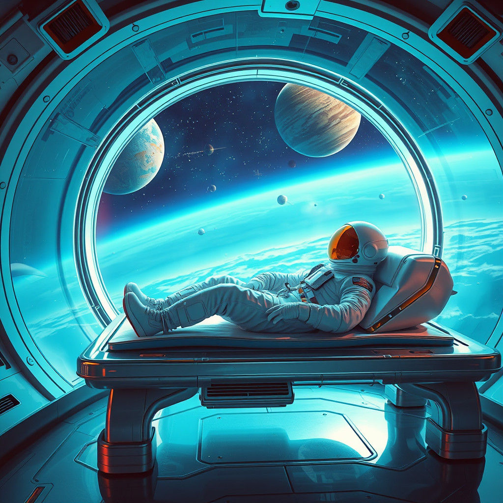 Sleek Astronaut in Cosmic Slumber