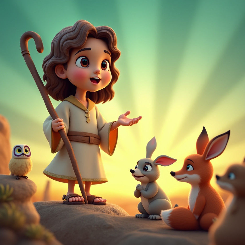 Disney-Inspired Jesus Preaches to Whimsical Creatures in Vib...