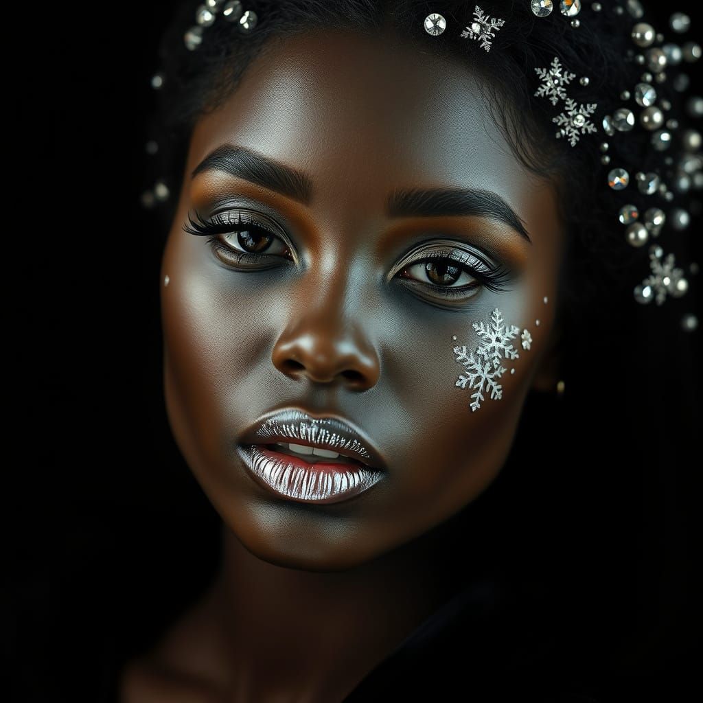 Dark-Skinned Beauty with Crystals, Vogue Editorial Style