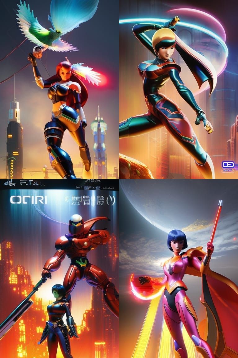 Futuristic KOF Warrior in Cosmic Retropunk Style