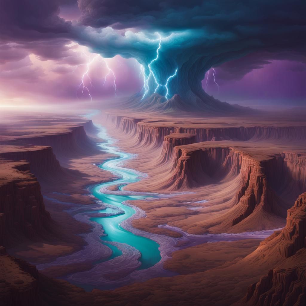 Epic Cinematic Masterpiece: Blue and Teal Clouds Envelop a P...