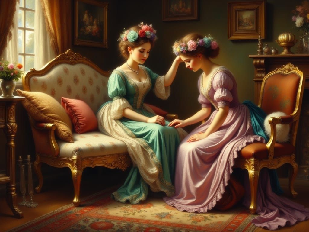 Motherly Love in Elegant Victorian Setting