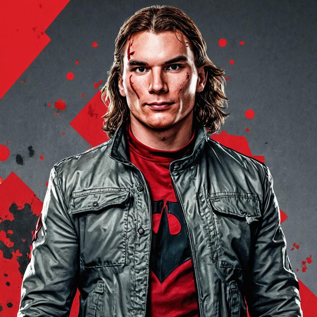 Red Hood, DC Comics Hero, in Moody, High-Contrast Art Deco S...