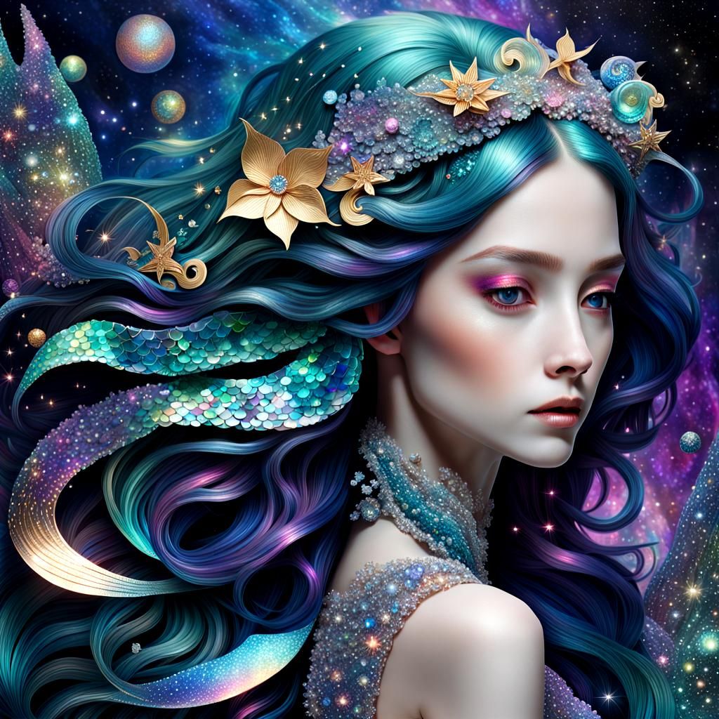 Iridescent Shimmering Galactic Mermaid Masterpiece