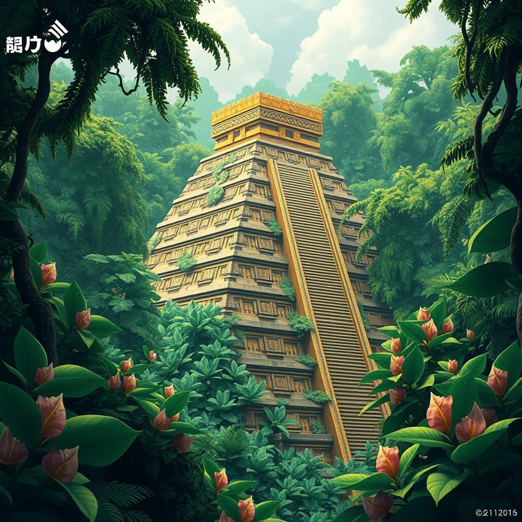 Lush Aztec Pyramid in Emerald Jungle: Fantasy Render