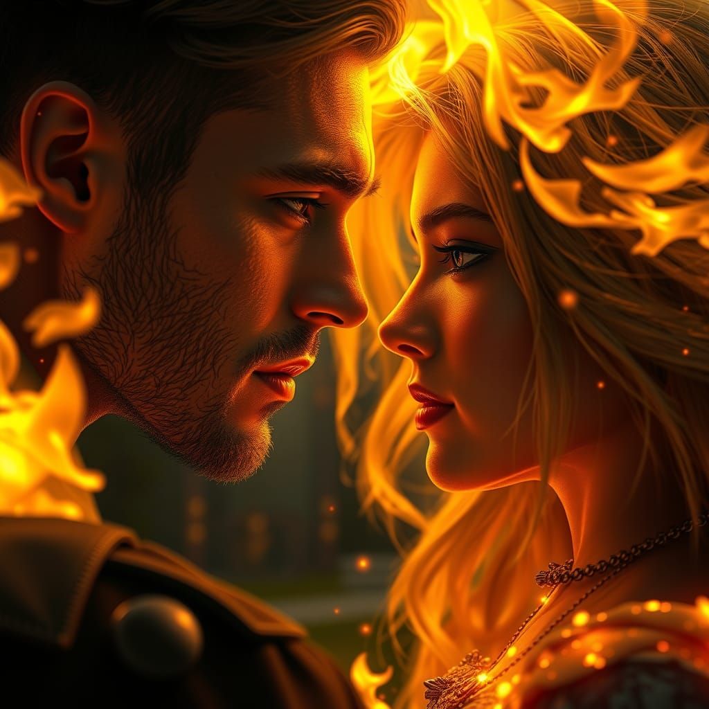 Chiseled Hero Ignites Fiery Passion in Cinematic Fantasy Por...