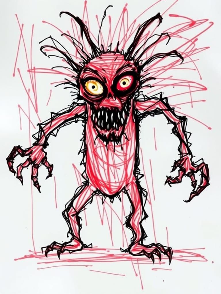 Surreal Monster Emerges from Dark Whimsy