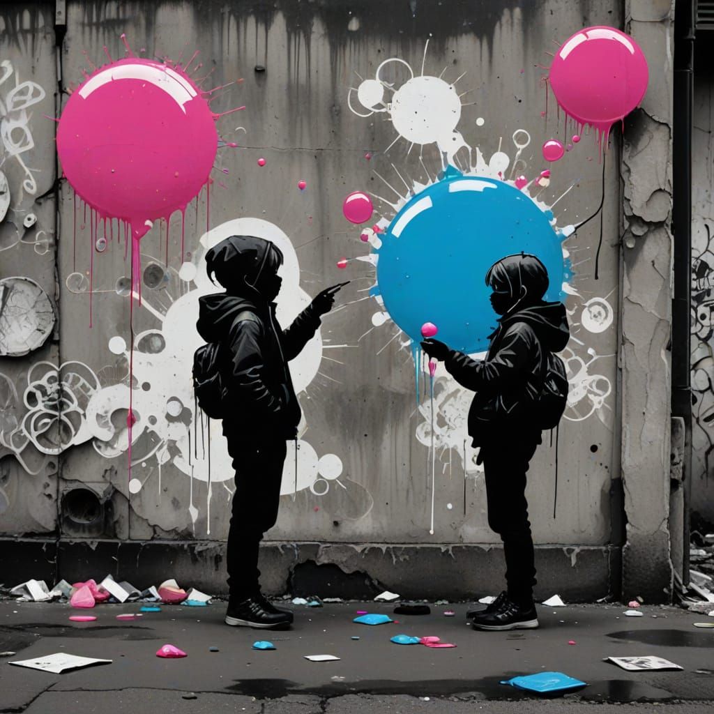 Banksy-Inspired Urban Silhouettes Confront Each Other in a M...