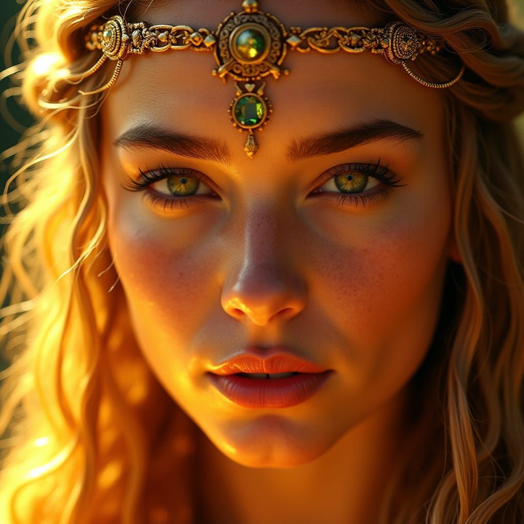Norse Sun Goddess in Ethereal Beauty
