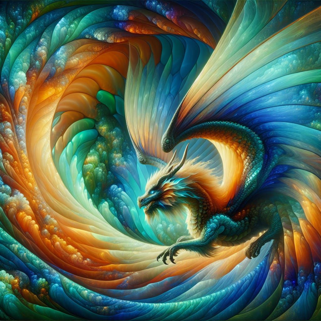 Iridescent Dragon in Ethereal Shimmer