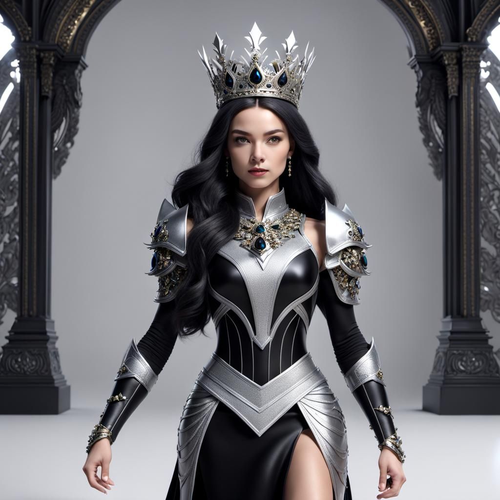 Regal Warrior Queen in Dark Fantasy Armor