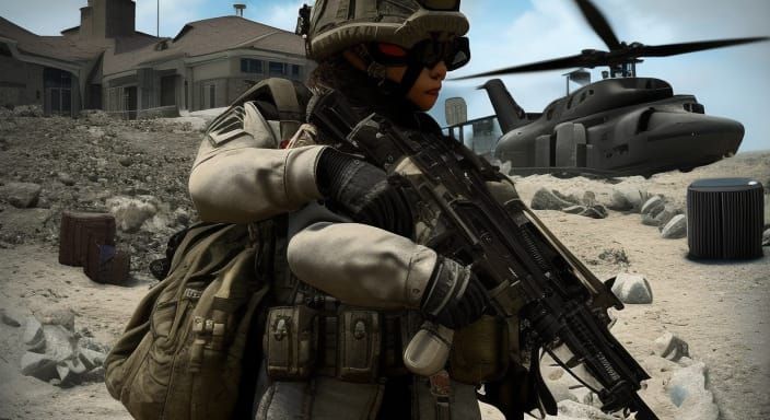 Hyperrealistic Female Soldier in Cinematic HDR