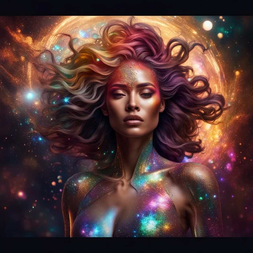 Ethereal Celestial Being in Iridescent Holographic Aura