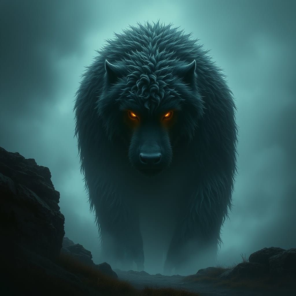 Gigantic Cù-Sìth Emerges from Scottish Highlands Shadows