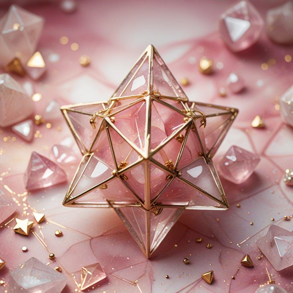 Pink Quartz Star Tetrahedron in Pastel Watercolours