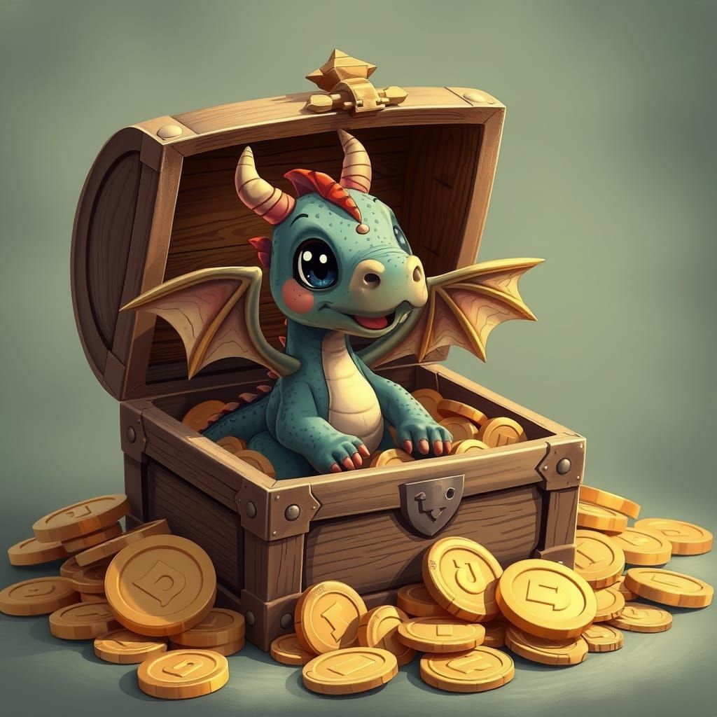Cute Dragon Hoard Treasure