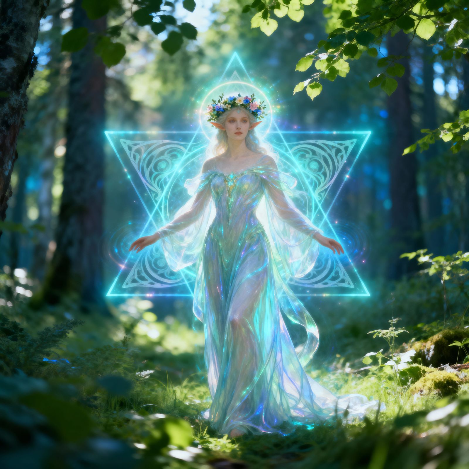 elven ethereal goddess in her forest