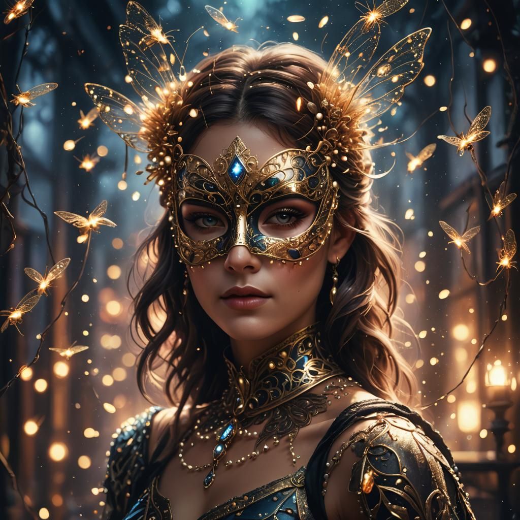 Glowing Masquerade Mask in a Fantasy Realm