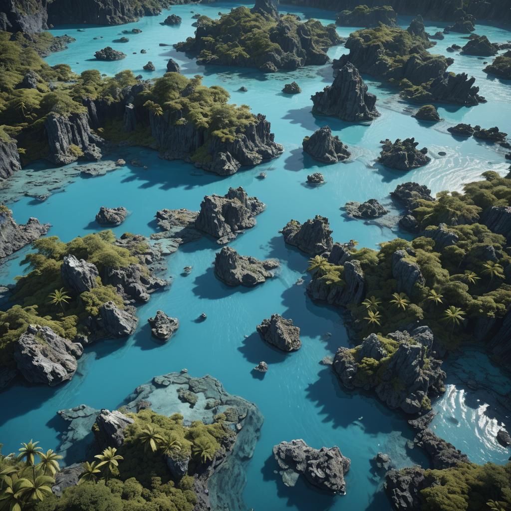 Crystal Clear Blue Lagoon in 12D Digital Matte Painting