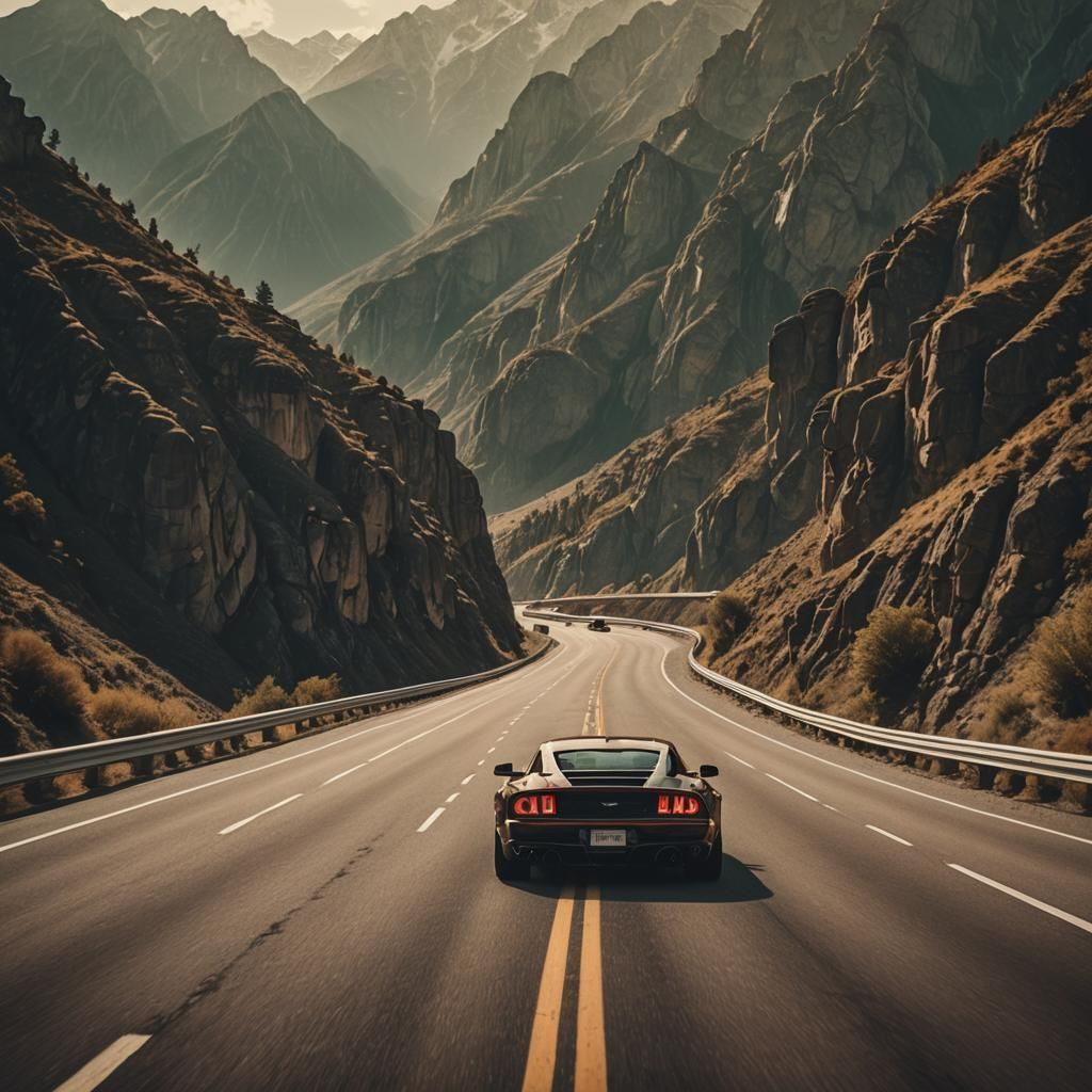 Epic Cinematic Car Chase Through Majestic Mountains