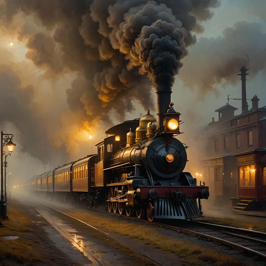 Through the years, 1907, the train is passing through the ci...