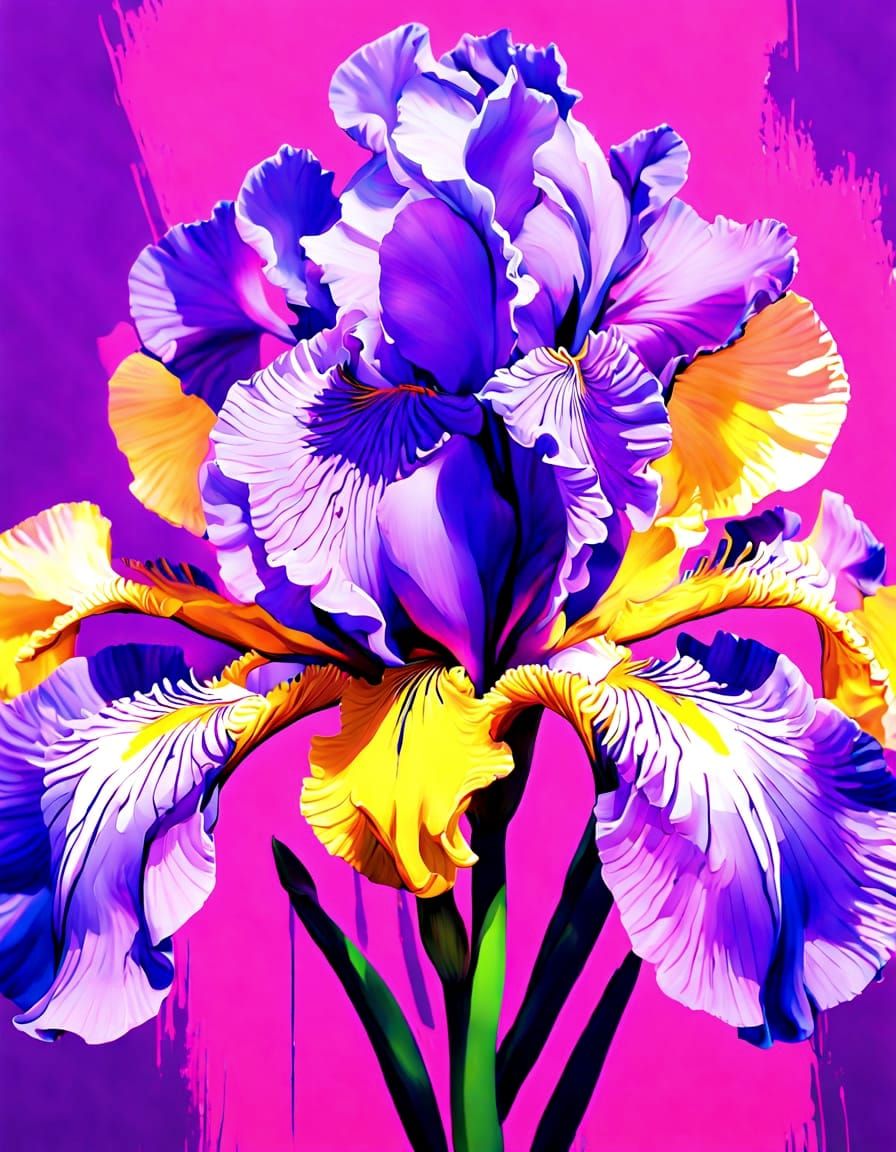 Fluorescent Iris Painting with Glitch Effects