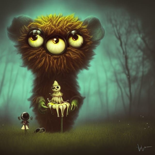 Aesthetic Dark Fantasy Teddy Bear with Enchanting Eyes