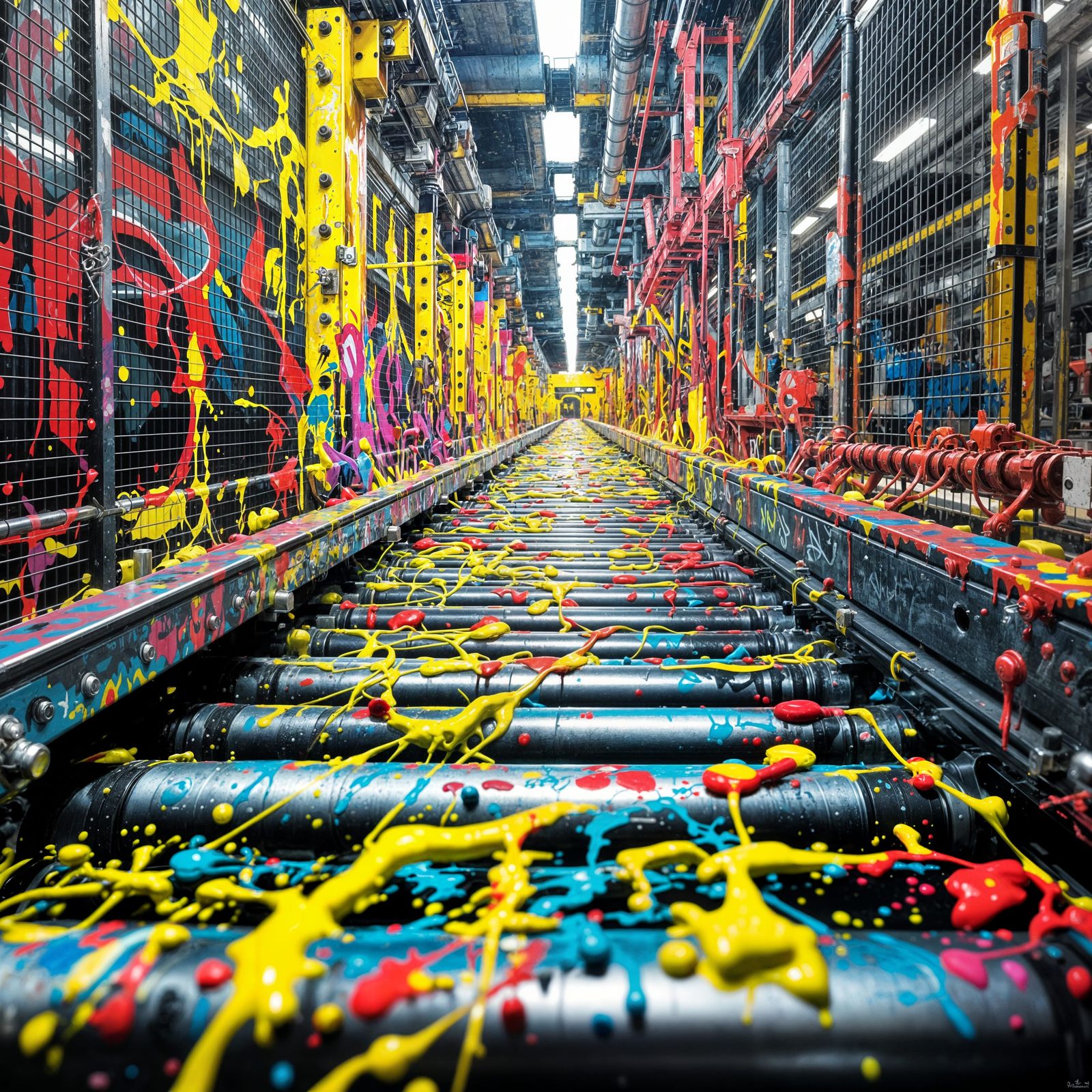 Vibrant Urban Mural in High Contrast Color