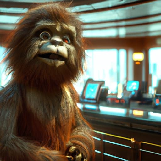 Wookie Hotel Reception Concept Art in Detailed 3D