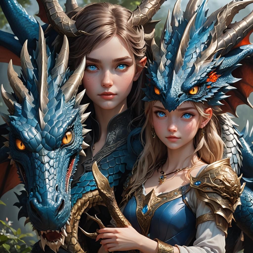 Sisters Bonded with Majestic Dragon