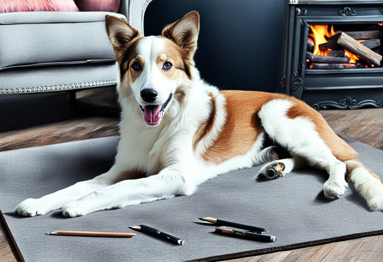 Cozy Border Collie by the Fireside in Pastel Drawing